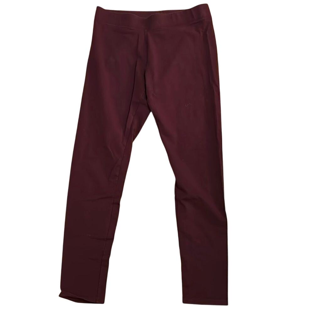 Aerie High Waisted Leggings Burgundy Large Long Soft Stretch Athleisure